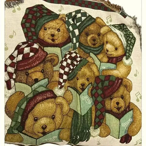 American Weavers Mad in the USA Teddy Christmas Carol Blanket